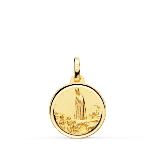 18K MEDALLA ORO AMARILLO VIRGEN DE FATIMA 16 MM BISEL 1