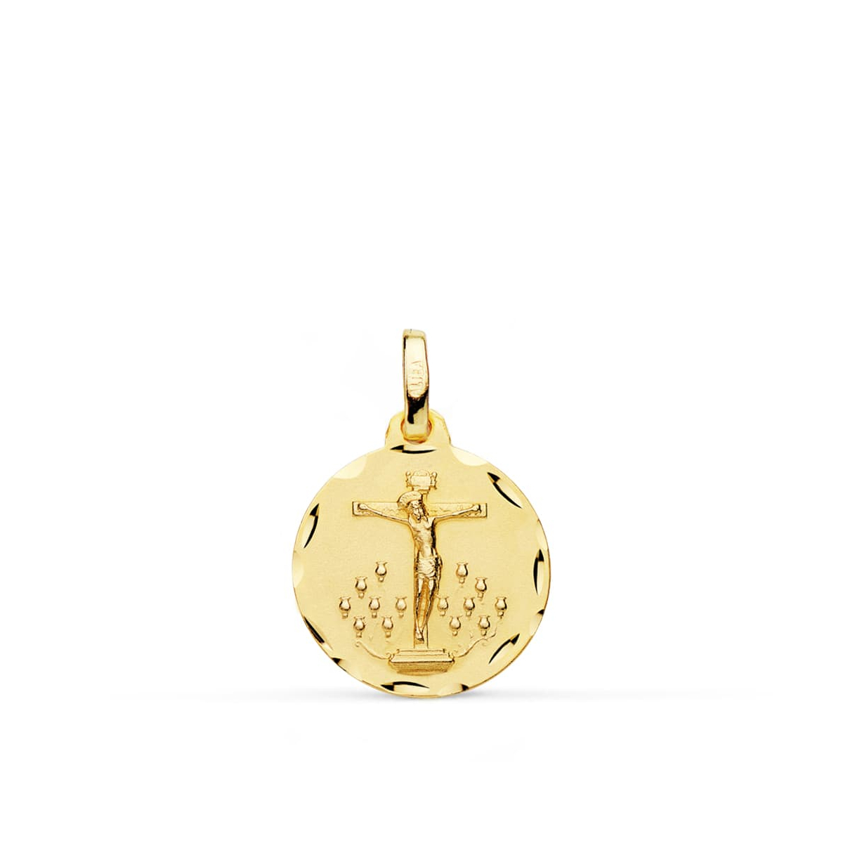 18K MEDALLA ORO AMARILLO CRISTO DE LA LAGUNA TALLADA 16 MM 1