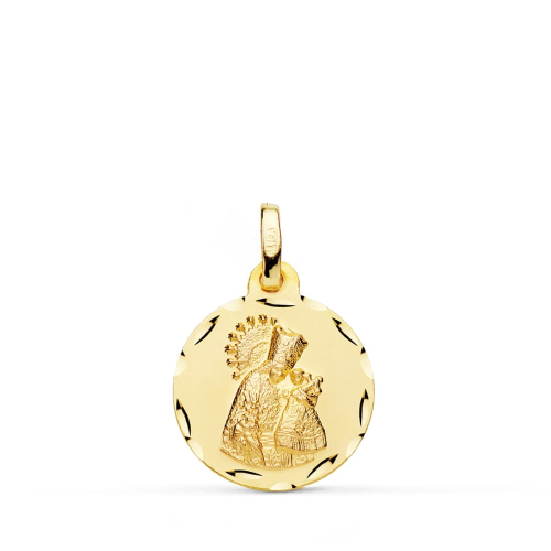 18K MEDALLA ORO AMARILLO VIRGEN DE LOS DESAMPARADOS TALLADA 16 MM 1