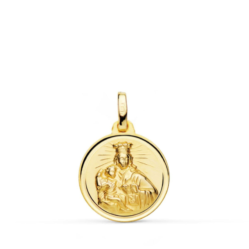 18K MEDALLA ORO AMARILLO VIRGEN MARIA DEL CARMEN BISEL 16 MM 1