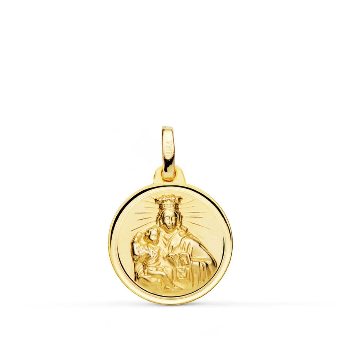 18K MEDALLA ORO AMARILLO VIRGEN MARIA DEL CARMEN BISEL 16 MM 1