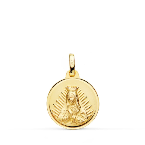 18K MEDALLA ORO AMARILLO VIRGEN GUADALUPE BISEL 16 MM 1
