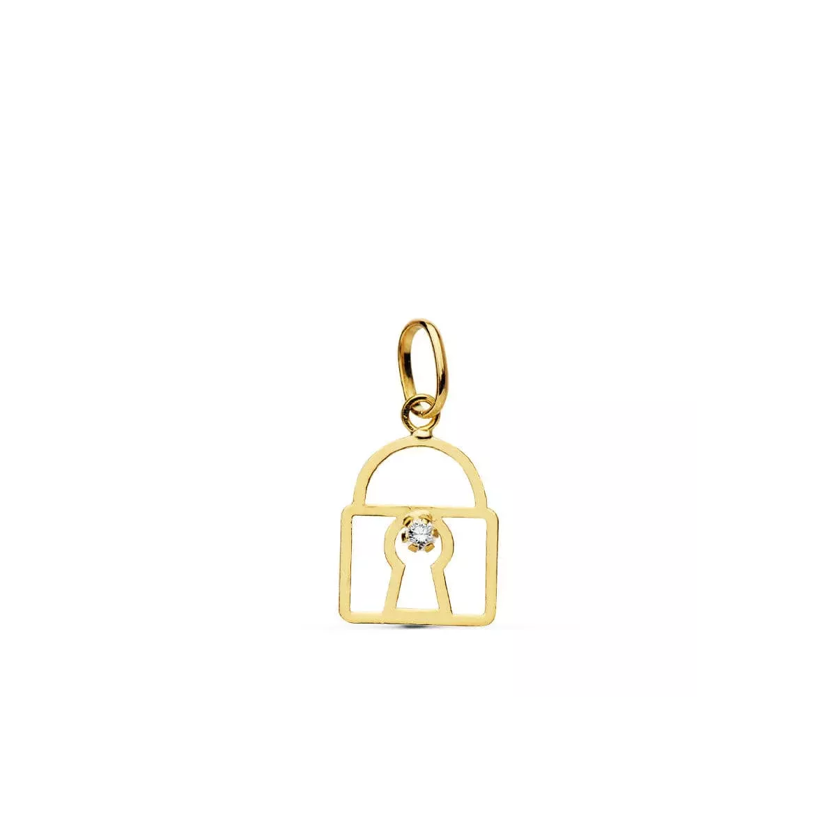 18K COLGANTE ORO AMARILLO CANDADO CIRCONITA 11X10 MM 0