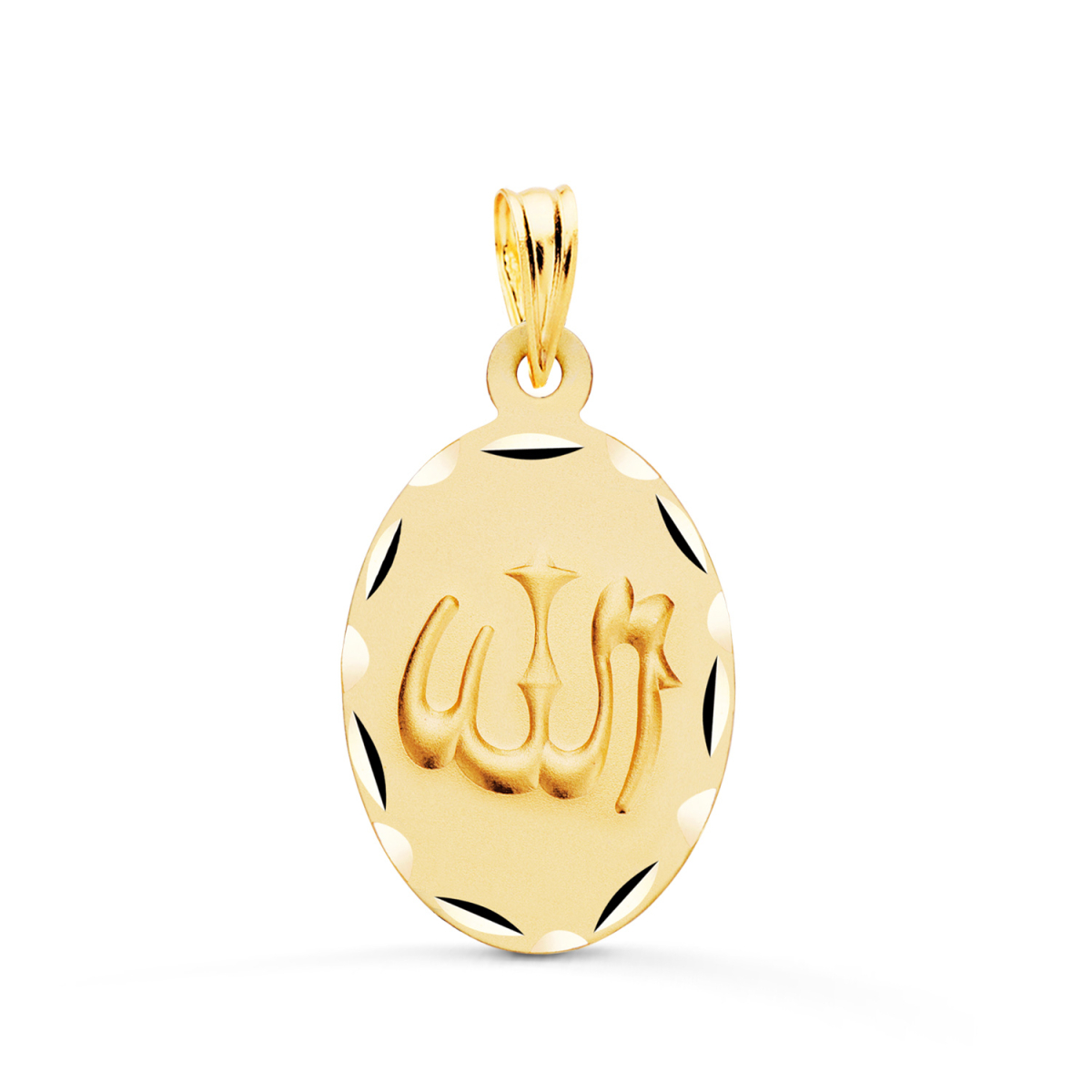 18K MEDALLA ORO AMARILLO ALA ES GRANDE OVAL TALLADA Y MATIZADA 22X14 MM 1