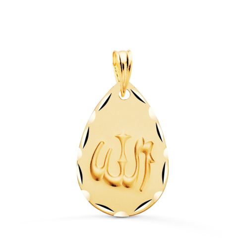 18K MEDALLA ORO AMARILLO ALA ES GRANDE OVAL TALLADA Y MATIZADA 22X14 MM 1