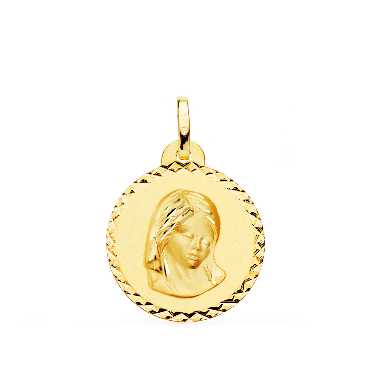 18K MEDALLA ORO AMARILLO VIRGEN MARIA ( MADONNA SIXTINA di RAFAEL ) TALLA CRUZADA 20 MM 1