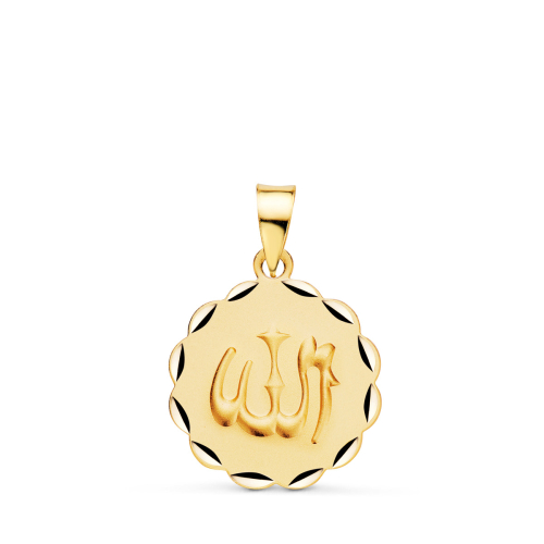 18K MEDALLA ORO AMARILLO ALÁ ES GRANDE TALLADA Y MATIZADA 16 MM 1