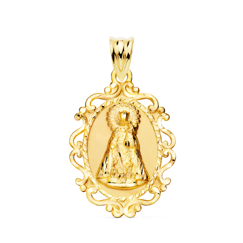 18K MEDALLA ORO AMARILLO VIRGEN DE LOS DESAMPARADOS CERCO 31X21 MM 2