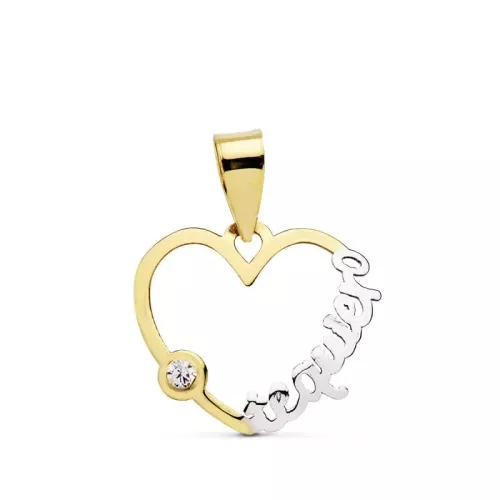 18K COLGANTE BICOLOR " TE QUIERO " . 16X15 MM 0