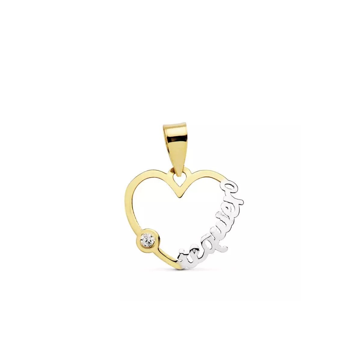 18K COLGANTE BICOLOR " TE QUIERO " . 16X15 MM 0