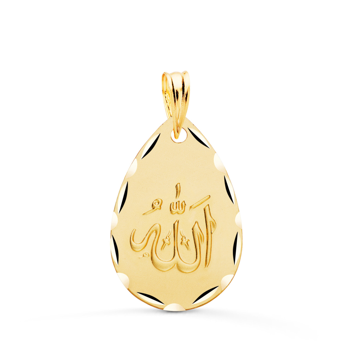 18K MEDALLA ORO AMARILLO ALA ES GRANDE OVAL TALLADA Y MATIZADA 22X14 MM 2