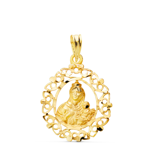 18K MEDALLA ORO AMARILLO VIRGEN DEL CARMEN ORLA TALLADA 25 X 20 MM 2