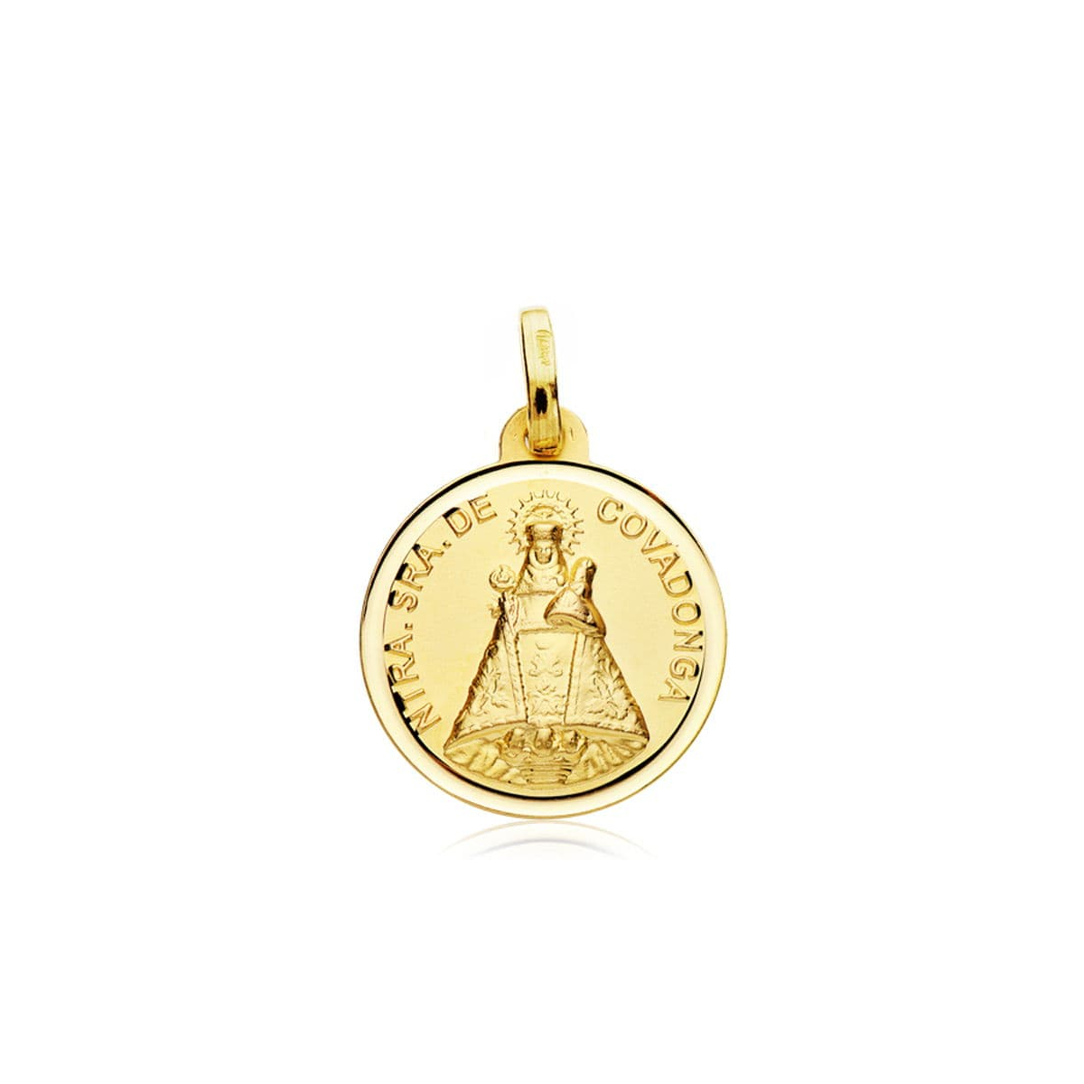 18K MEDALLA ORO AMARILLO VIRGEN DE COVADONGA BISEL 18 MM 2