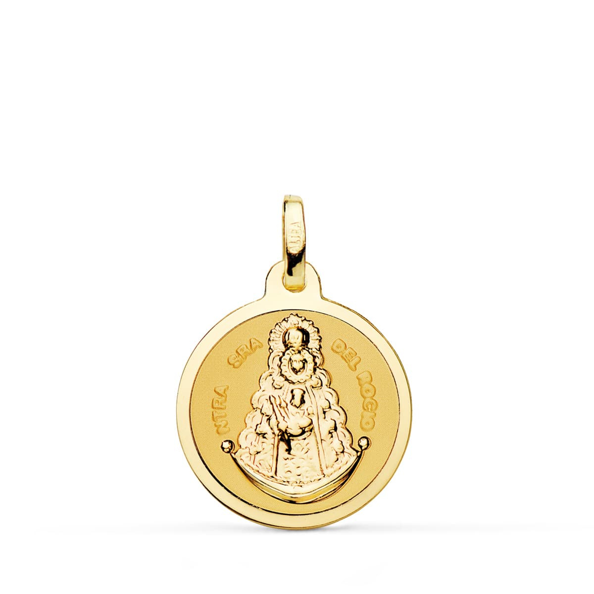 18K MEDALLA ORO AMARILLO VIRGEN DEL ROCIO BRILLO 18 MM 2