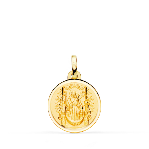 18K MEDALLA ORO AMARILLO VIRGEN DEL PINO TRONO BISEL 18 MM 2