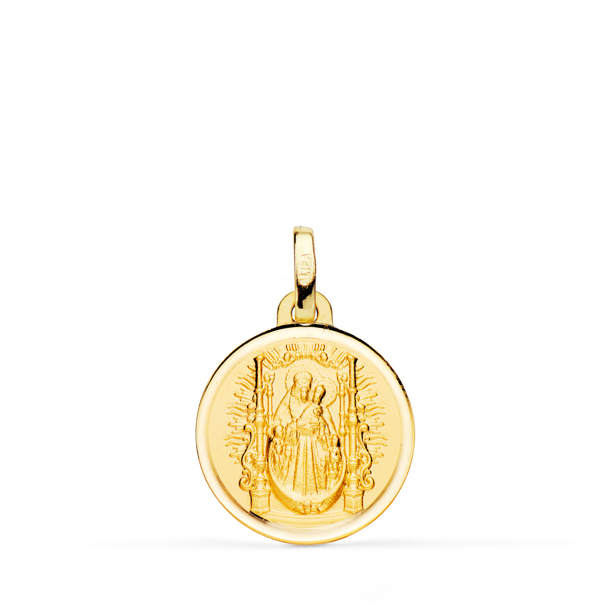 18K MEDALLA ORO AMARILLO VIRGEN DEL PINO TRONO BISEL 18 MM 2