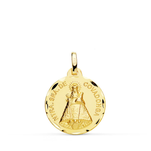18K MEDALLA ORO AMARILLO DE LA VIRGEN DE COVADONGA TALLADA 18 MM 2