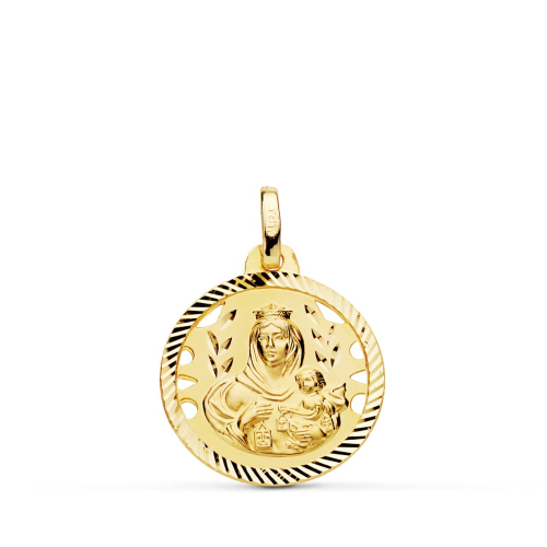 18K MEDALLA ORO AMARILLO VIRGEN DEL CARMEN CALADA HELICE 18 MM 2