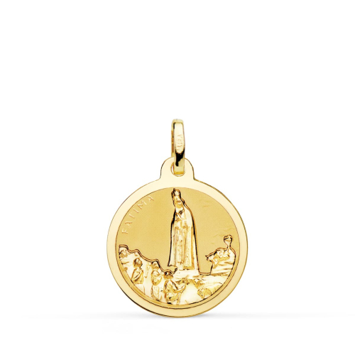 18K MEDALLA ORO AMARILLO VIRGEN DE FATIMA BRILLO 18 MM 2