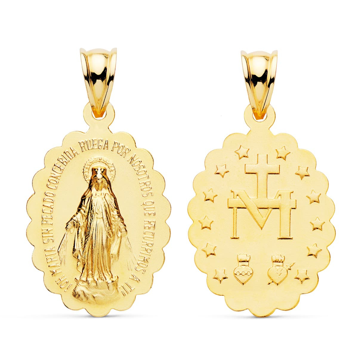 18K MEDALLA ORO AMARILLO VIRGEN DE LA MILAGROSA OVAL MATIZADA 25X18 MM 2