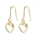 18K PENDIENTES ORO AMARILLO CORAZON CIRCONITA 20X9 MM CIERRE GANCHO 0