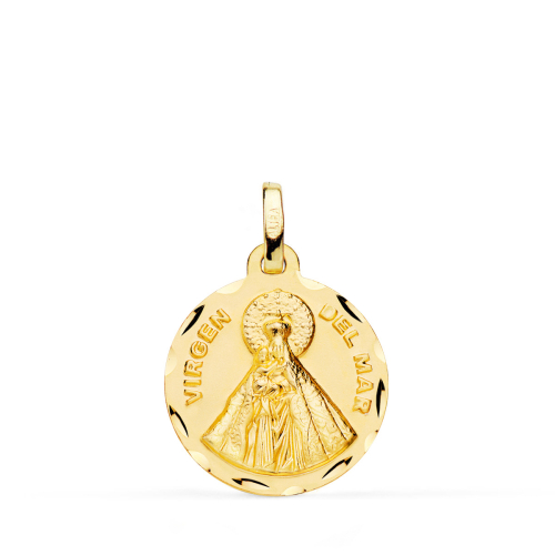 18K MEDALLA ORO AMARILLO VIRGEN DEL MAR TALLADA 18 MM 2