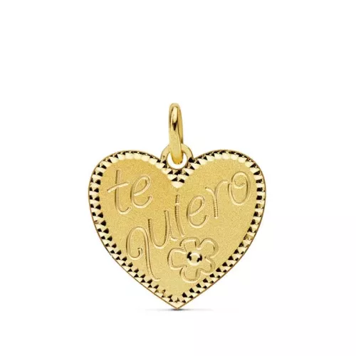 18K COLGANTE ORO AMARILLO CORAZON " TE QUIERO " 16X15 MM 0