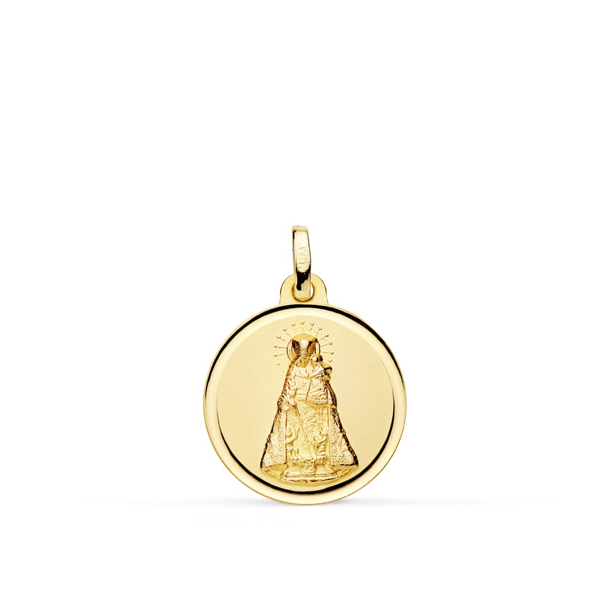 18K MEDALLA ORO AMARILLO VIRGEN DE LOS DESAMPARADOS BISEL 18 MM 2