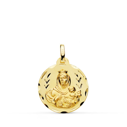 18K MEDALLA ORO AMARILLO TALLADA VIRGEN DEL CARMEN 18 MM 2