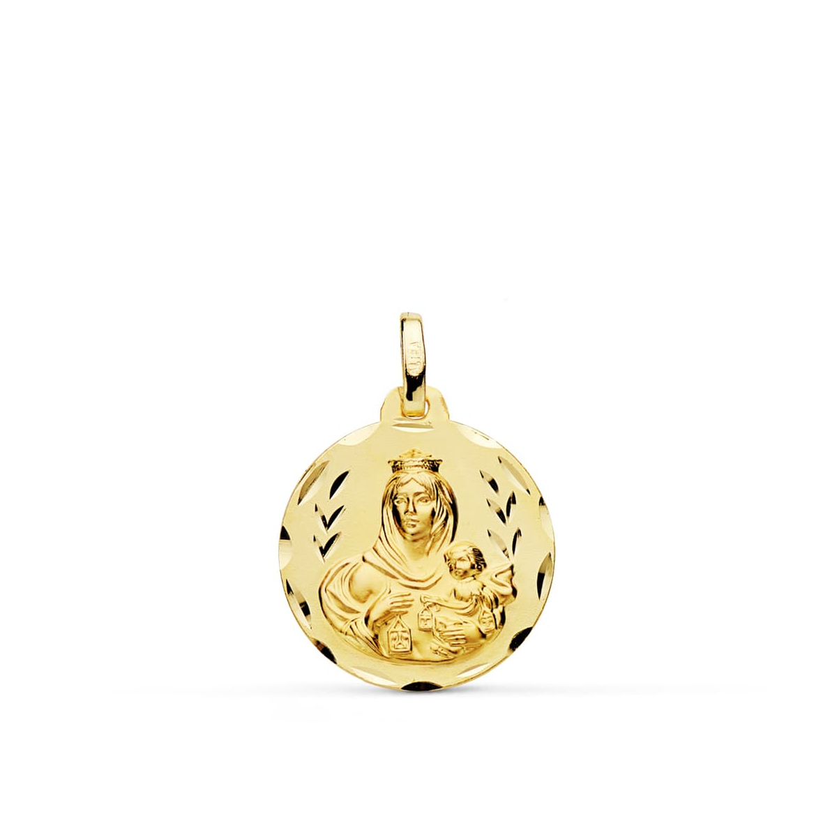 18K MEDALLA ORO AMARILLO TALLADA VIRGEN DEL CARMEN 18 MM 2