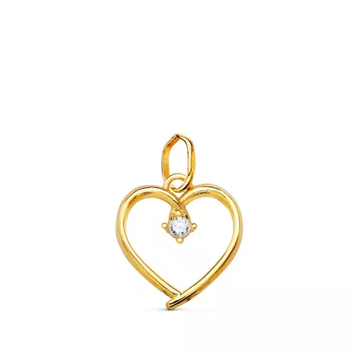 18K COLGANTE ORO AMARILLO CORAZON CON CIRCONITA DE 2 MM 13X12 MM 0