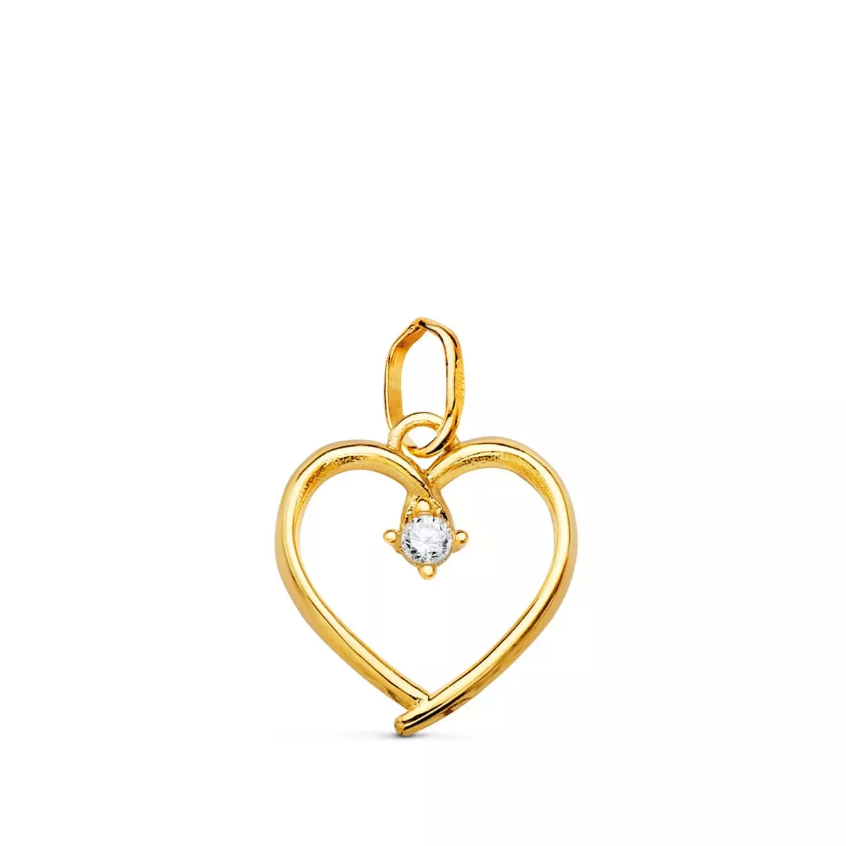 18K COLGANTE ORO AMARILLO CORAZON CON CIRCONITA DE 2 MM 13X12 MM 0