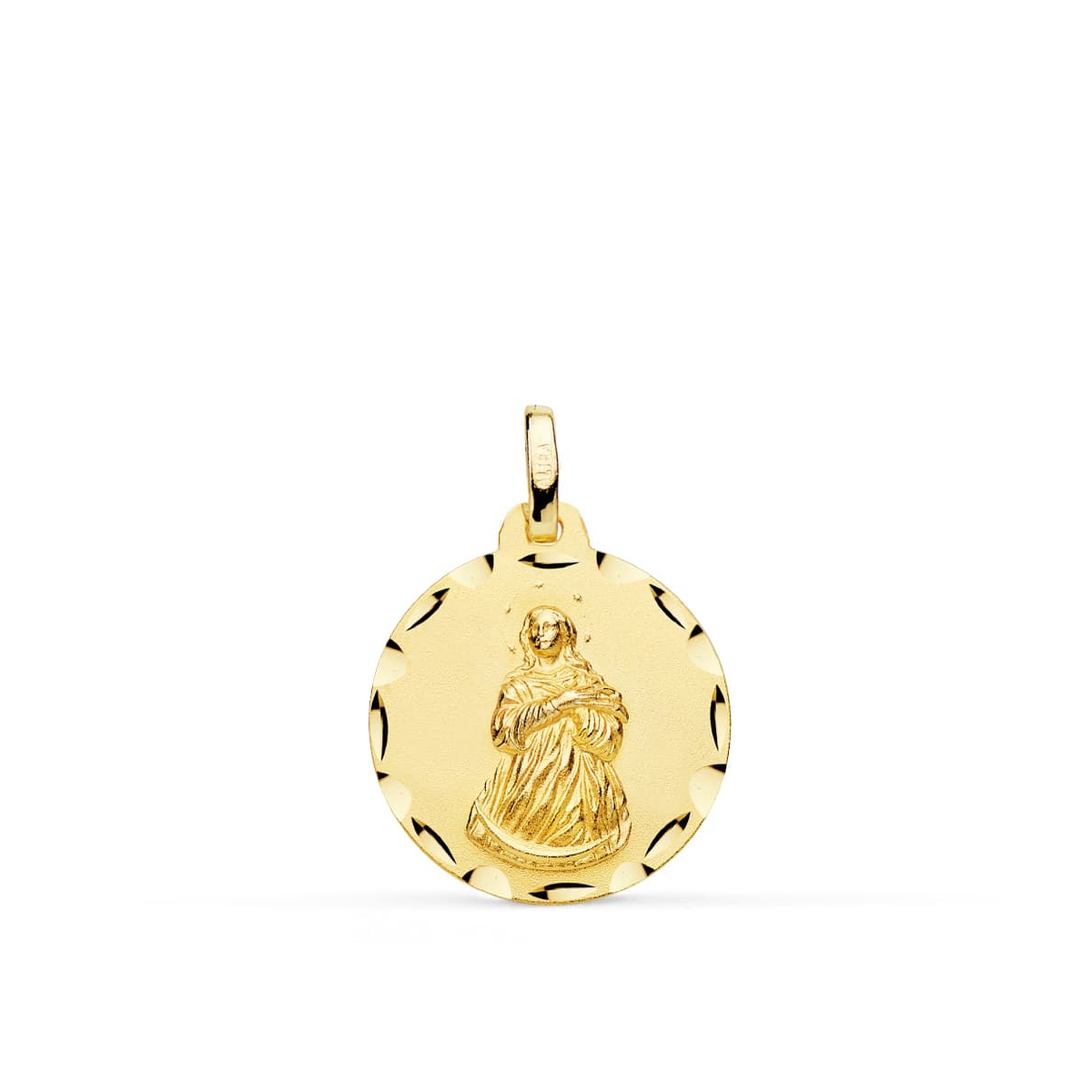 18K MEDALLA ORO AMARILLO VIRGEN INMACULADA TALLADA 18 MM 2
