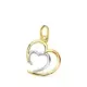 18K COLGANTE ORO BICOLOR DOBLE CORAZON EN BRILLO 14X13 MM 0