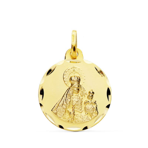 18K MEDALLA ORO AMARILLO VIRGEN DEL ROSARIO TALLADA 18 MM 2