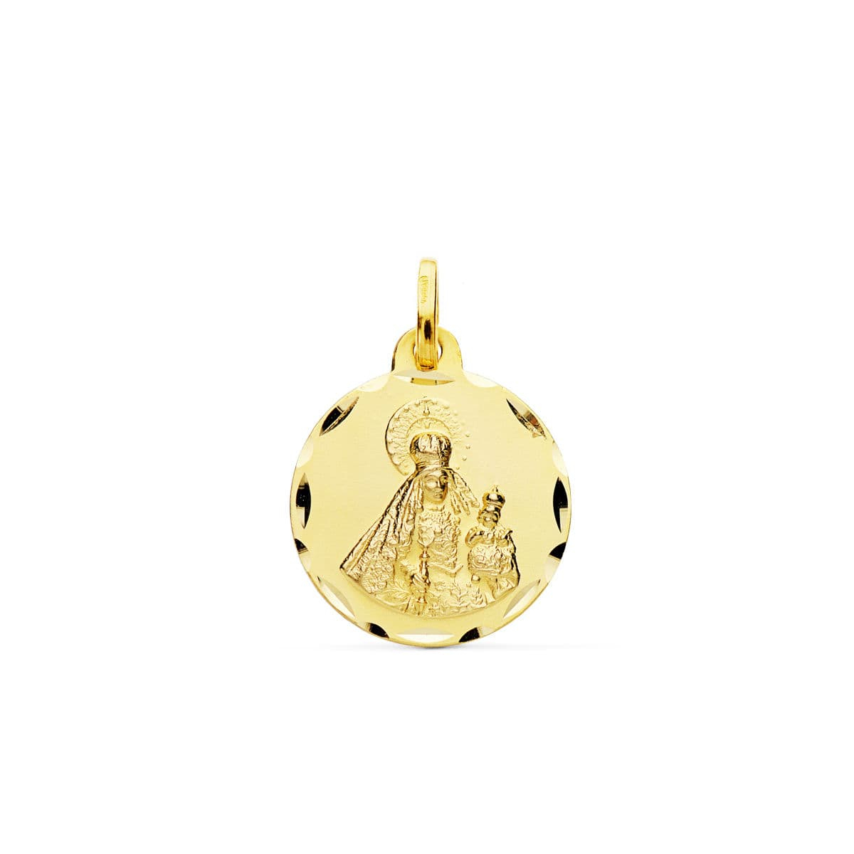18K MEDALLA ORO AMARILLO VIRGEN DEL ROSARIO TALLADA 18 MM 2