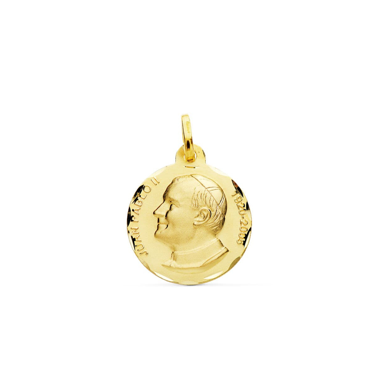 18K MEDALLA ORO AMARILLO SAN JUAN PABLO II 18 MM TALLADA 2