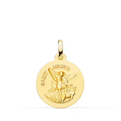 18K MEDALLA ORO AMARILLO SAINT MICHEL LISA MATIZADA 18 MM 2