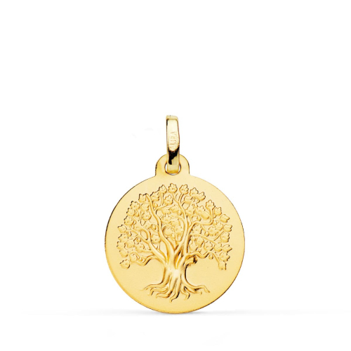 18K MEDALLA ORO AMARILLO ARBOL DE LA VIDA MATIZADA 18 MM 2