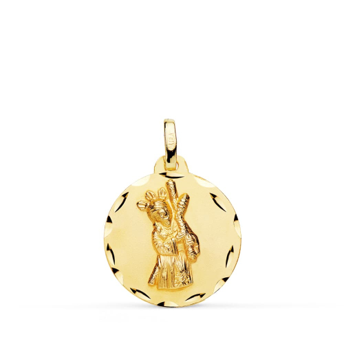 18K MEDALLA ORO AMARILLO GRAN PODER TALLADA 18 MM 2