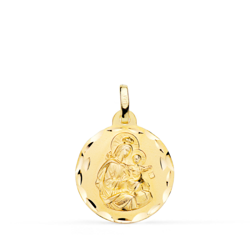 18K MEDALLA ORO AMARILLO VIRGEN DEL CARMEN TALLADA 18 MM 2