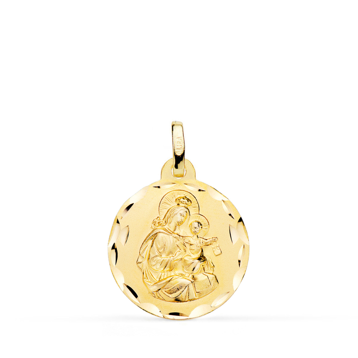 18K MEDALLA ORO AMARILLO VIRGEN DEL CARMEN TALLADA 18 MM 2
