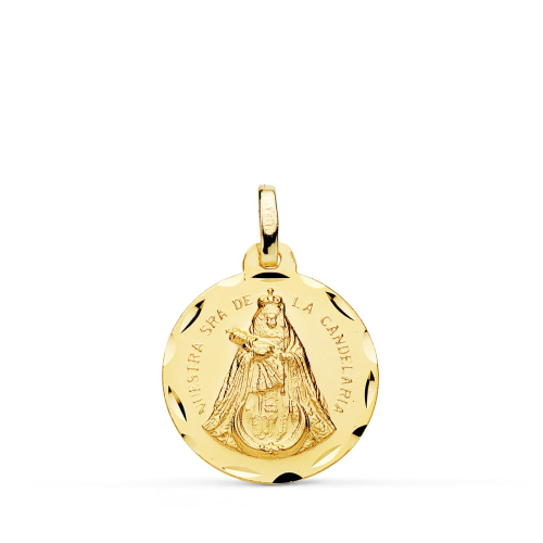 18K MEDALLA ORO AMARILLO NUESTRA SEÑORA DE LA CANDELARIA TALLADA 18 MM 2