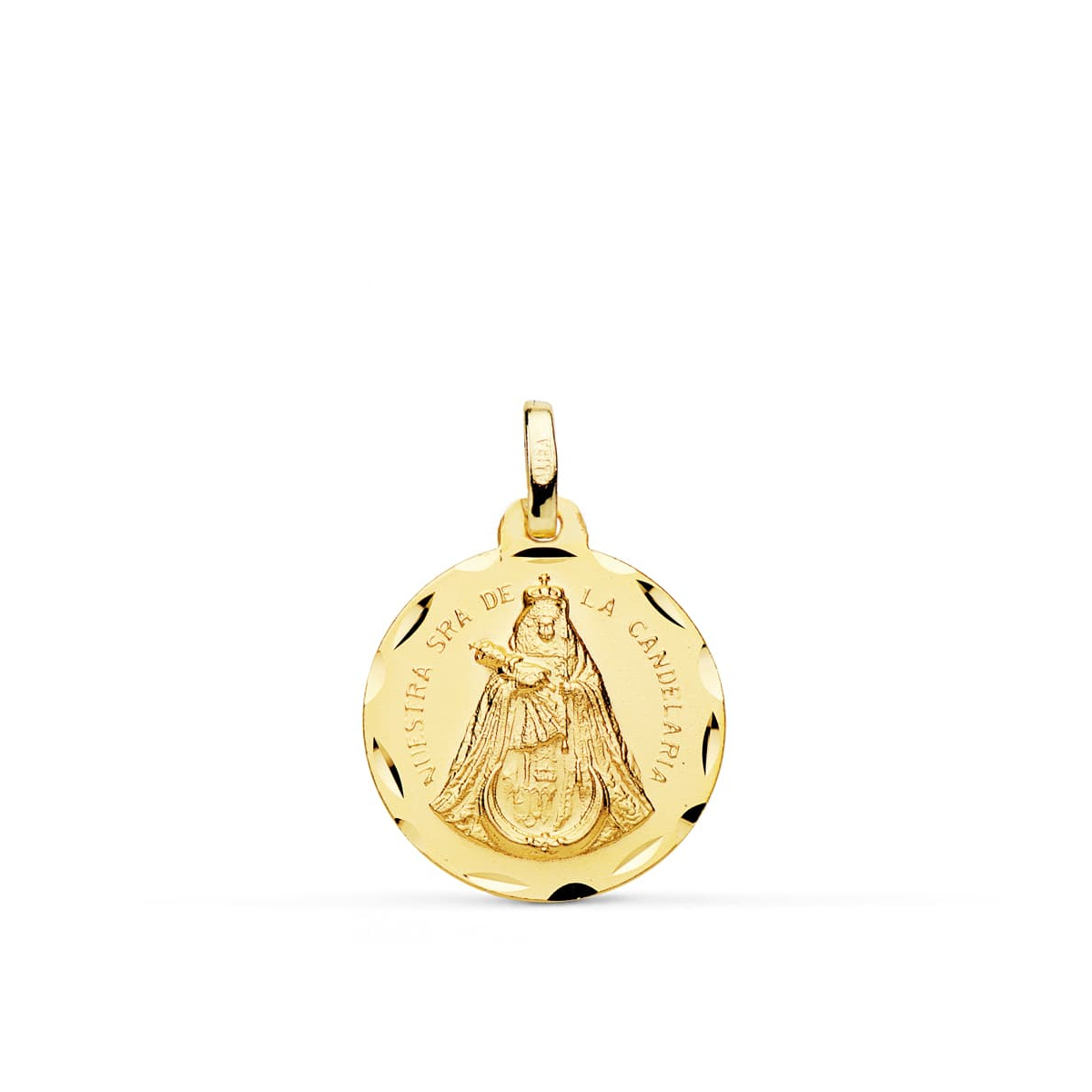 18K MEDALLA ORO AMARILLO NUESTRA SEÑORA DE LA CANDELARIA TALLADA 18 MM 2