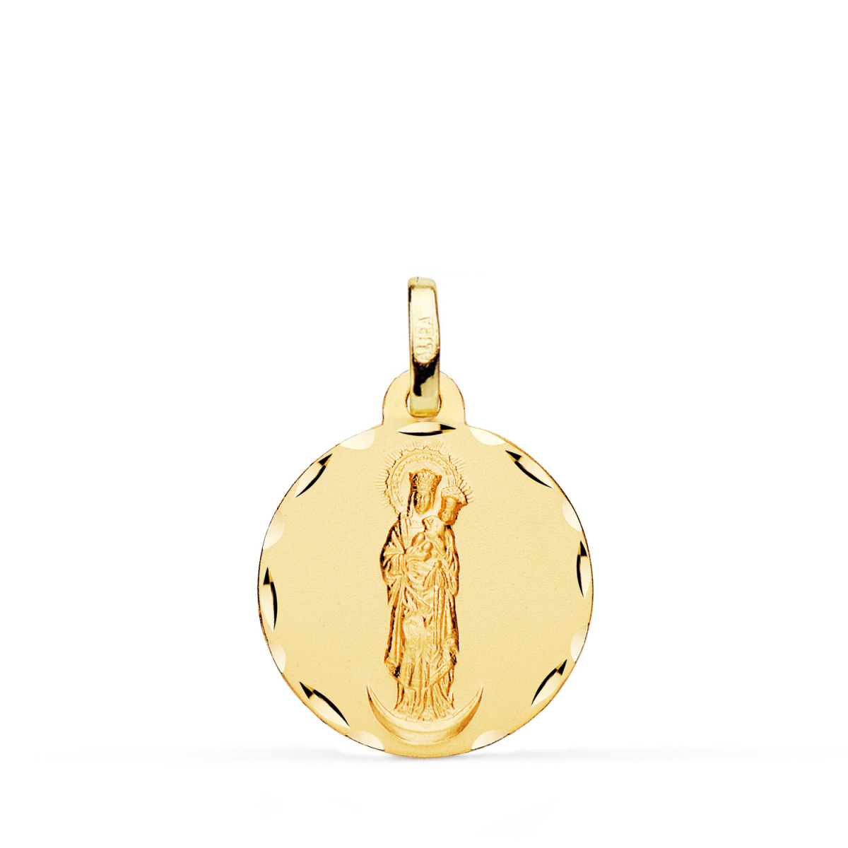 18K MEDALLA ORO AMARILLO VIRGEN DE LA ALMUDENA TALLADA 18 MM 2