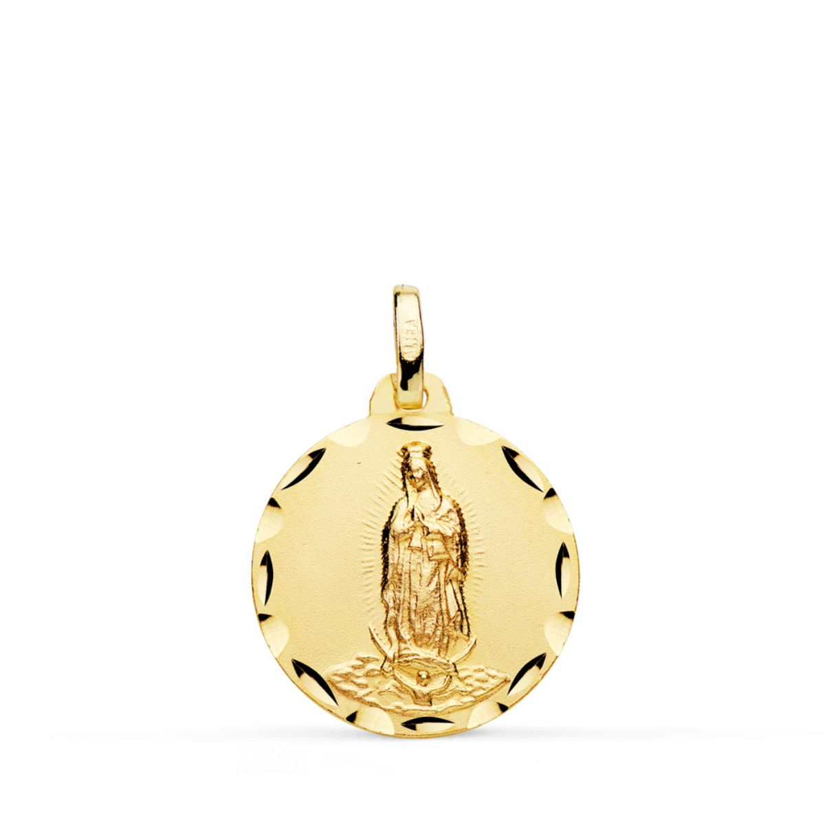 18K MEDALLA ORO AMARILLO VIRGEN DE GUADALUPE TALLADA 18 MM 2