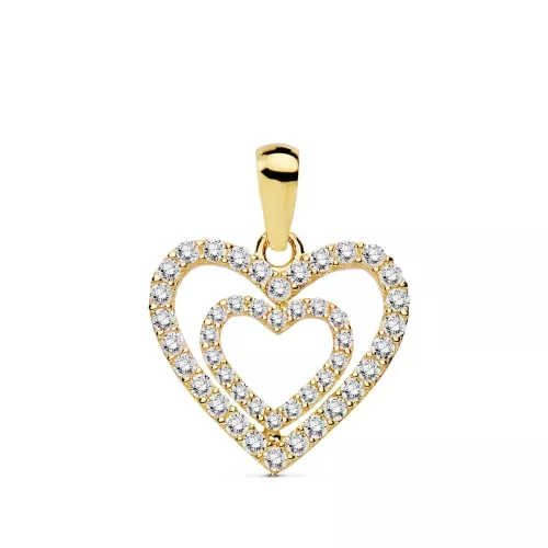 18K COLGANTE ORO AMARILLO CORAZONES CIRCONITA 15X14 MM 0