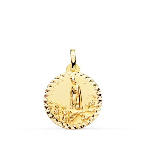 18K MEDALLA ORO AMARILLO VIRGEN DE FATIMA TALLA CRUZADA 18 MM 2