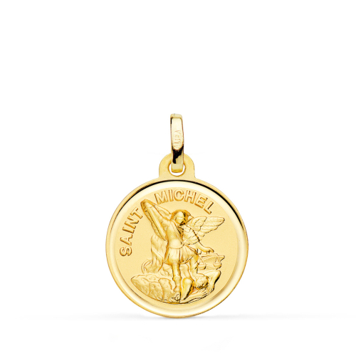 18K MEDALLA ORO AMARILLO SAINT MICHEL CON BISEL 18 MM 2