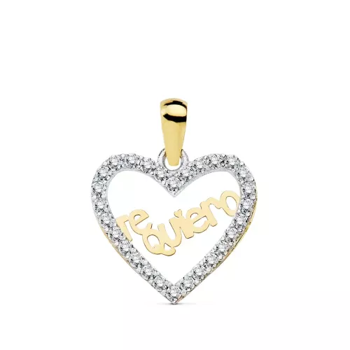 18K COLGANTE ORO BICOLOR CORAZON TE QUIERO 15X13 MM 0